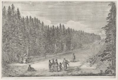 Avenue with Fountains in the Garden of Villa Pratolino (series title) by Stefano della Bella