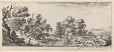 Landscape with Deer Hunt by Stefano della Bella