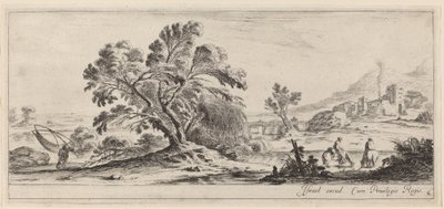 Landscape with Fisherman Carrying his Net by Stefano della Bella