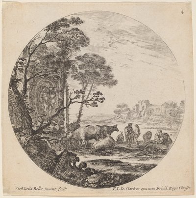 Landscape with Roman Ruins by Stefano della Bella
