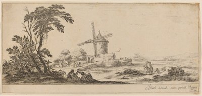 Landscape with Windmill by Stefano della Bella