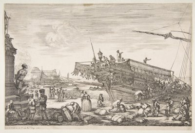 Loading a Galley, from Views of the Port of Livorno, 1654-55 by Stefano della Bella