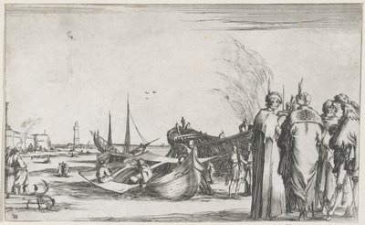 Men Conversing on a Quay (series title: Maritime Representations, Suite de huit marines) by Stefano della Bella
