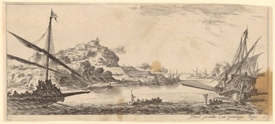 Bay with Two Galleys and Two Boats by Stefano della Bella