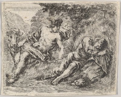 Mercury and Argos, from Game of Mythology Jeu de la Mythologie by Stefano della Bella