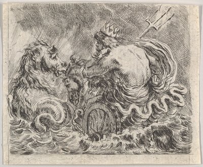 Neptune, from Game of Mythology (Jeu de la Mythologie) by Stefano della Bella
