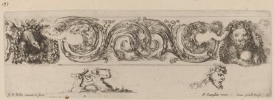 Ornamental Frieze with Eagle and Lion Engarlanded by Children by Stefano della Bella