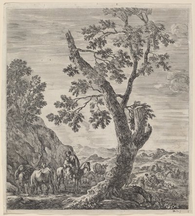 Peasant Woman on Horseback with a Child in Her Arms, 1656 by Stefano della Bella