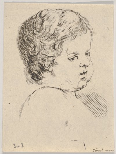 Plate 12: Head of a Child, from The Book for Learning to Draw by Stefano della Bella