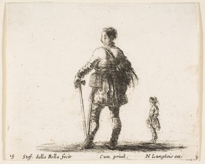 Plate 19: A Polish Nobleman in Court Dress, Standing in Center, Seen from Behind, ca. 1644-47 by Stefano della Bella
