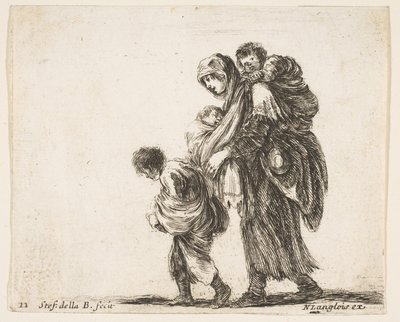 A Beggar Woman with Three Children by Stefano della Bella