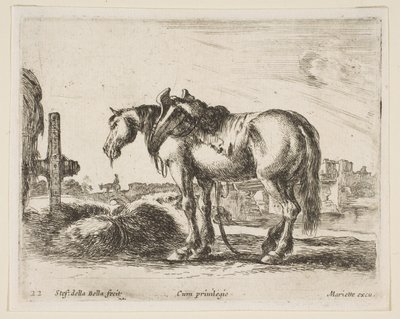 Plate 22: cart horse, from Various animals Diversi animali by Stefano della Bella