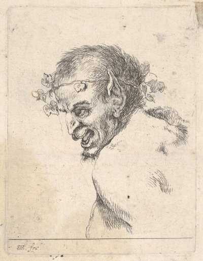 Plate 29: bust of a laughing satyr, facing left in profile, from 