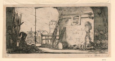 Plate 2, from "Desseins de Queleques Conduites de Troupes, Canons, et Ataques de Villes" by Stefano della Bella