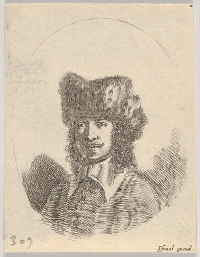 Plate 2: Head of a Man with a Moustache and Fur Cap Facing Left, an Oval Composition by Stefano della Bella