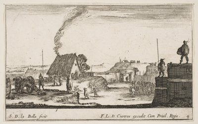 A Military Encampment with a Soldier Standing on a Parapet by Stefano della Bella