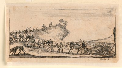 Plate 4, from "Desseins de Queleques Conduites de Troupes, Canons, et Ataques de Villes" by Stefano della Bella