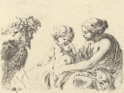 A Woman Holding Her Child on a Donkey, a Satyr at Left, ca. 1646 by Stefano della Bella