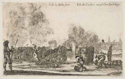 Battery of Cannons Firing on a City, from Various Military Caprices, ca. 1641 by Stefano della Bella