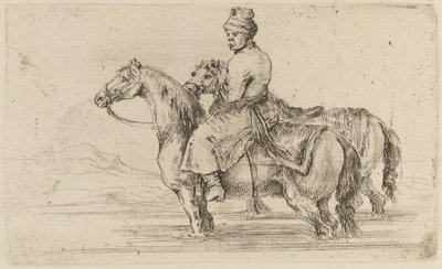 Polish Attendant with Two Horses by Stefano della Bella