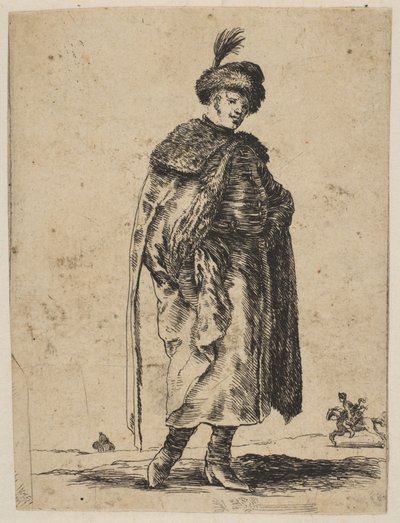 Polish Man with a Mustache Wearing a Fur Coat and a Hat with a Feather, ca. 1648 by Stefano della Bella