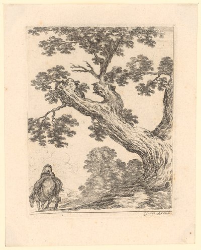 Rider from Behind Under a Large Tree by Stefano della Bella