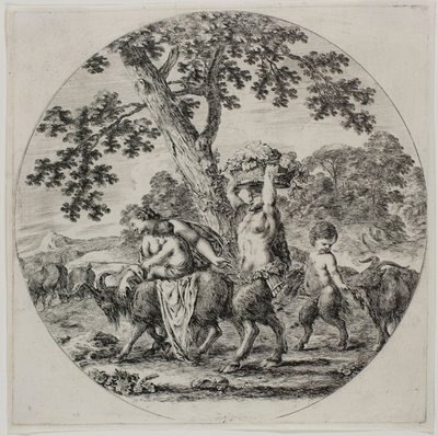 Satyr Family Walking by Stefano della Bella