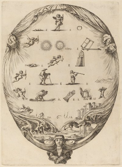 Screen Depicting the Italian Rebus of Love by Stefano della Bella