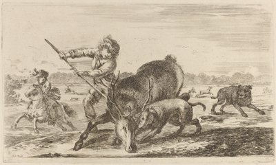 Stag at Bay by Stefano della Bella