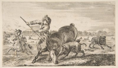 Stag at Bay, from Animal Hunts by Stefano della Bella