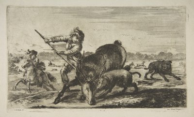 Stag at Bay (from Animal Hunts Chasses à différents animaux) by Stefano della Bella