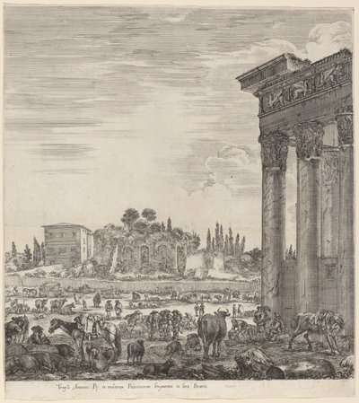 Temple of Antonius and the Campo Vaccino by Stefano della Bella