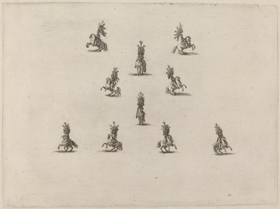 Ten Cavaliers with Large Plumed Helmets by Stefano della Bella