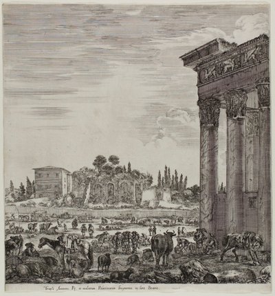 The Temple of Antonin and the Campo Vaccino by Stefano della Bella