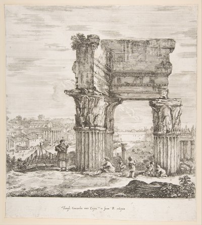 The Temple of Vespasian and the Roman Forum by Stefano della Bella