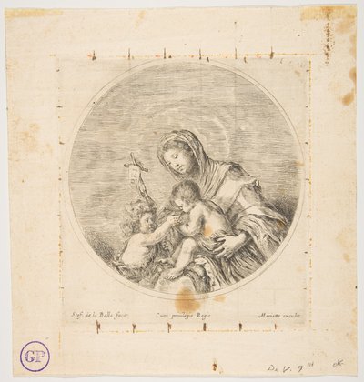 The Virgin and Child with Saint John, a round composition by Stefano della Bella