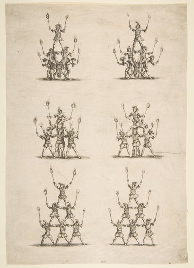 Thirty-six Acrobats in Six Groups by Stefano della Bella