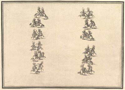 Twenty-four riders dueling and forming two columns, from La Gara delle Stagioni by Stefano della Bella