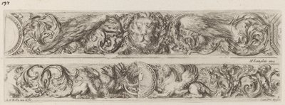 Two Ornamental Bands with Head of a Lion and Woman by Stefano della Bella