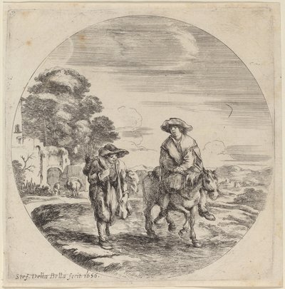 Two Peasants Traveling in a Landscape by Stefano della Bella