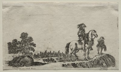Various Figures and Landscapes: A Lost Horseman Enquiring the Way by Stefano della Bella