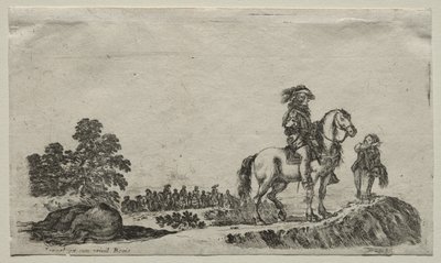 Various Figures and Landscapes: A Lost Horseman Enquiring the Way by Stefano della Bella
