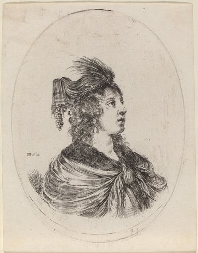 Woman in a Feathered Turban, Turned to the Right by Stefano della Bella