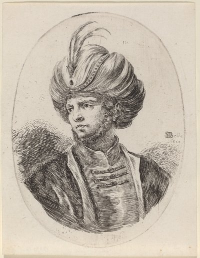 Young Moor with a Slight Beard and Feathered Turban, Turned to the Left by Stefano della Bella