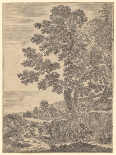 Two Travelers and a Girl on a Donkey by Stefano della Bella