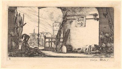 Two Soldiers with Armor and Weapons under an Archway by Stefano della Bella