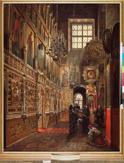 A Church Service in the Cathedral of the Annunciation in the Moscow Kremlin by Stepan Mikhailovich Shukhvostov
