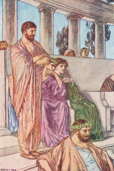 A Greek Audience at a Theatre by Stephen (after) Reid