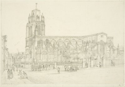 South view of St Mary Redcliffe Church, c.1835 by Stephen C. Jones