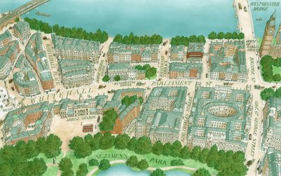 Edwardian Whitehall, London, c.1890-1905 (drawn 1995) by Stephen Conlin